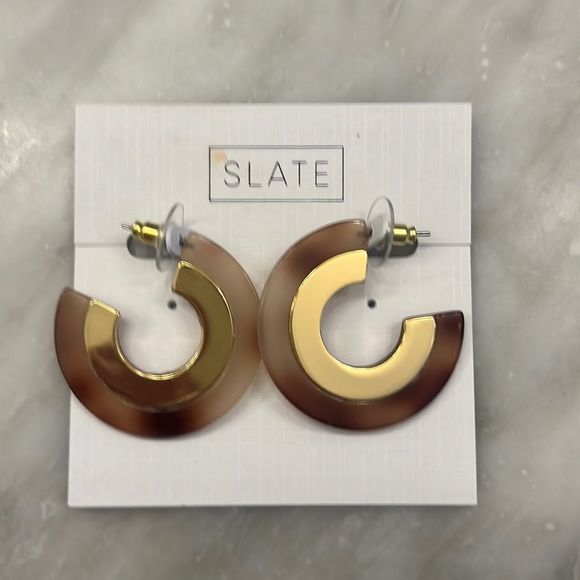 NWOT Slate tortoiseshell earrings - Picture 2 of 4